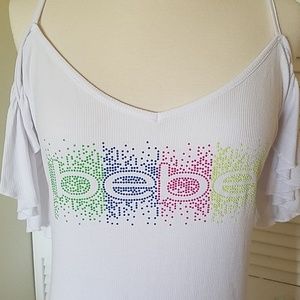 NWT Bebe White/Multi Color Tank Top